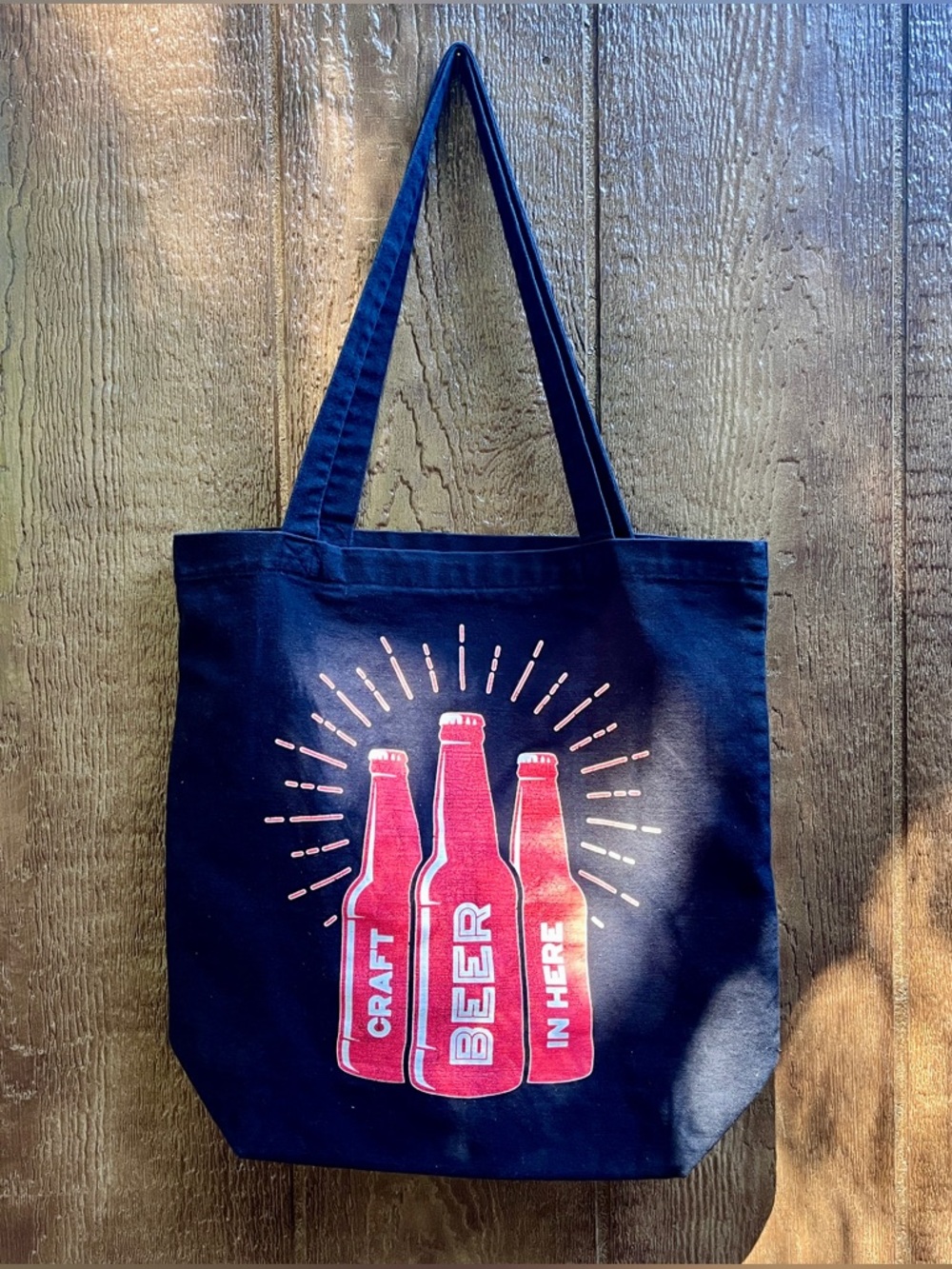 Black Craft Beer Tote Bag with Pocket